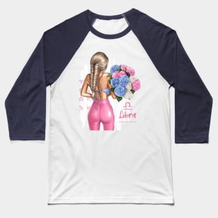 Libra Girl Pink Outfit Flowers Baseball T-Shirt